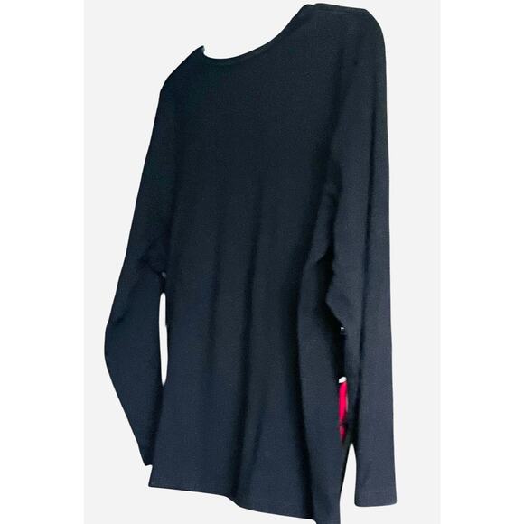 CROFT & BARROW LONG SLV PULL-OVER CREW NECK TOP/T-SHIRT, WOMENS, 1X, BLACK - Picture 7 of 11